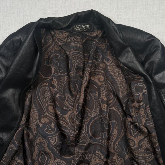 Vintage Russell Scott Liquid Faux Leather Blazer Black Jacket Size M/L - Picture 6 of 16